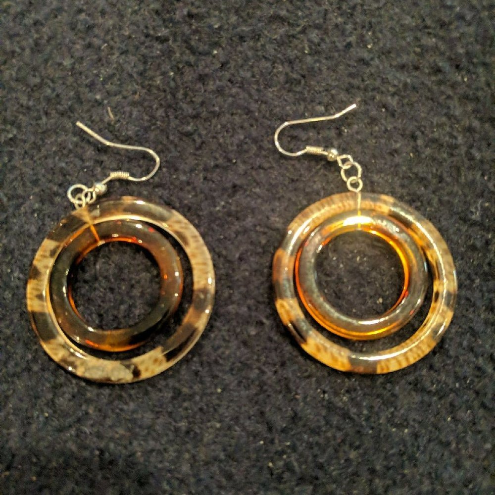 Brown Multi Color Dangling Earrings